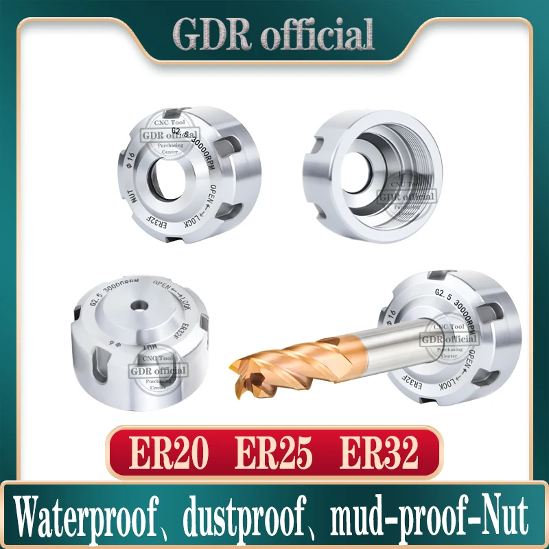 ER mudproof nut ER11 ER16 ER20 ER25 ER32 nut High precision dustproof nut CNC nut ER waterproof nut dustproof nut mudproof nut