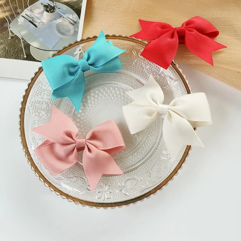 

Women Hair Clip Fashion Green Red Pink White Bow Hair Clips Accessories Sweet Hairpin For Girl Gift Ornaments