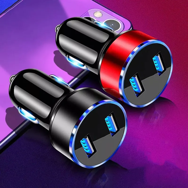 

Mobile Phone Car Charger USB Charger For Iphone 12Pro GPS Fast Charging Car-Charger Dual USB Charger For Xiaomi Huawei Tablet