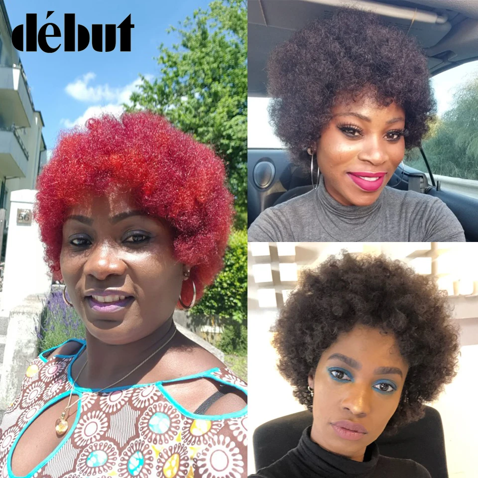 Недорогие короткие парики с Бобом красные бразильские человеческие волосы афро