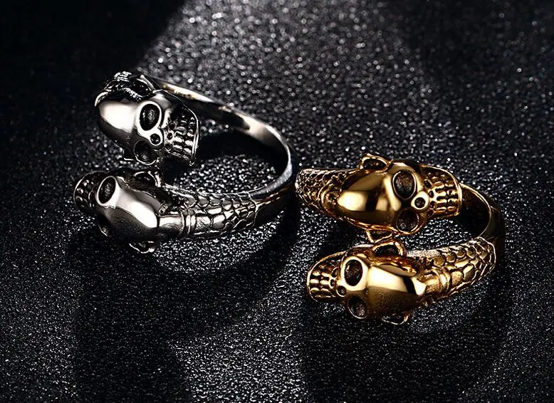 Мужские кольца в стиле ретро готика панк змейка осьминог Череп перо коготь
