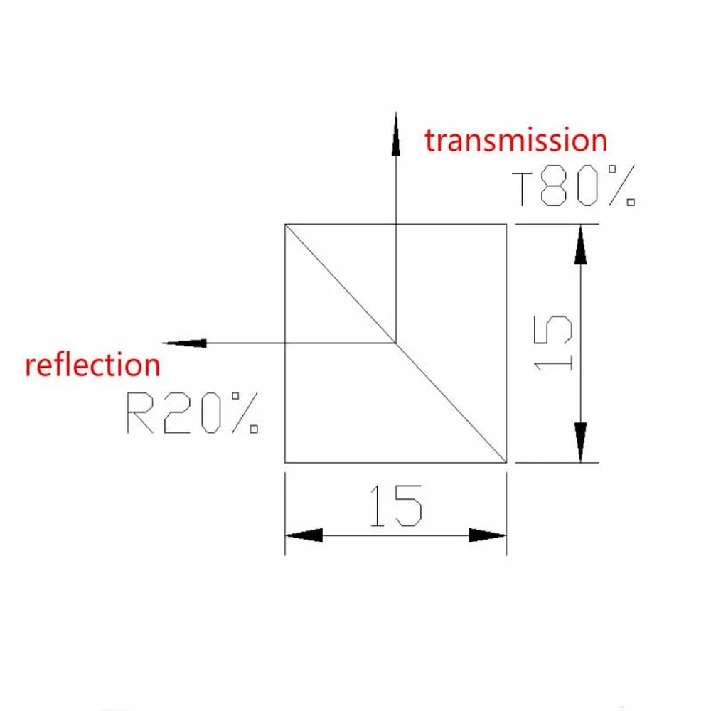 Optical Glass Glued Triangular Prism beam Splitter 15*15*15mm 2:8 Splitting Cube Mitsubishi Mirror splitting prism | Инструменты