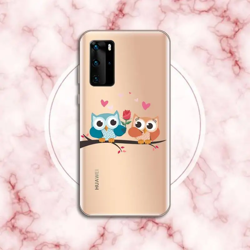 

owl Cute pink cartoon animal Phone Case Transparent for Huawei P honor 8 10i 20 30 40 smart 2019