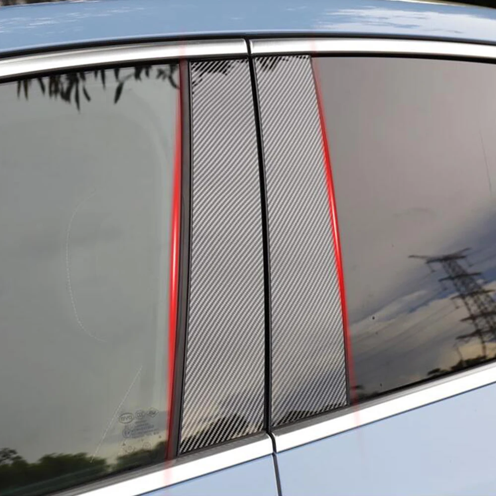 

For Peugeot 5008 GT 2017-2021Car B C Pillar Middle Central Column PC Carbon Window Trim Decoration Strip Protection Sticker 6pcs