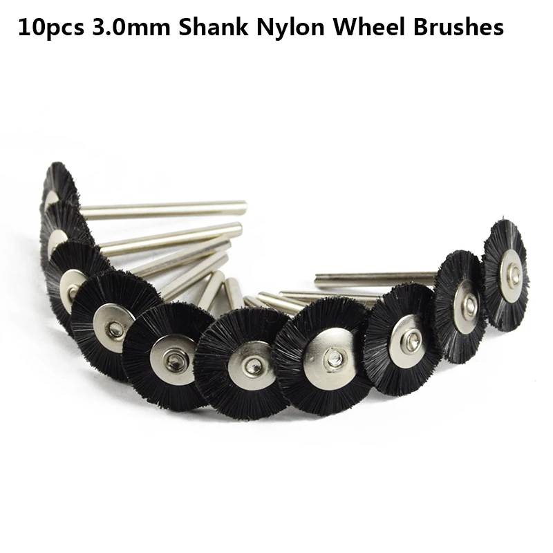 10 PCS nylon 10 шт. 3,0 мм хвостовик из нержавеющей стали щетки колеса провода Набор Латунь/нейлон Полировка щеток щетка для мясорубки роторные электрические инструменты - Цвет: 10 PCS nylon