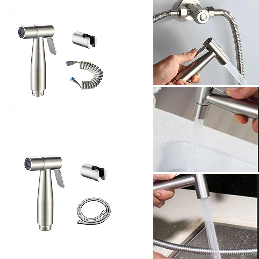 

New 1PCS Punch free Stainless Steel Spray Boost Toilet Shower Sprayer Shower Head with Hose For Home Bathroom Gadget Accessories