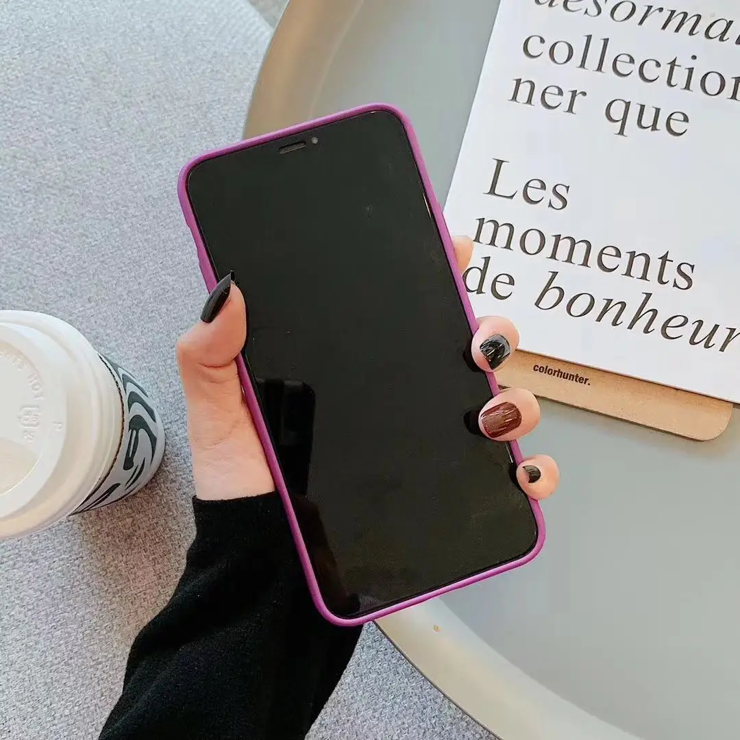 Простой яркий однотонный чехол из ТПУ для телефона Iphone 11 Pro Max X Xr Xs 6s 7 8plus Розовый