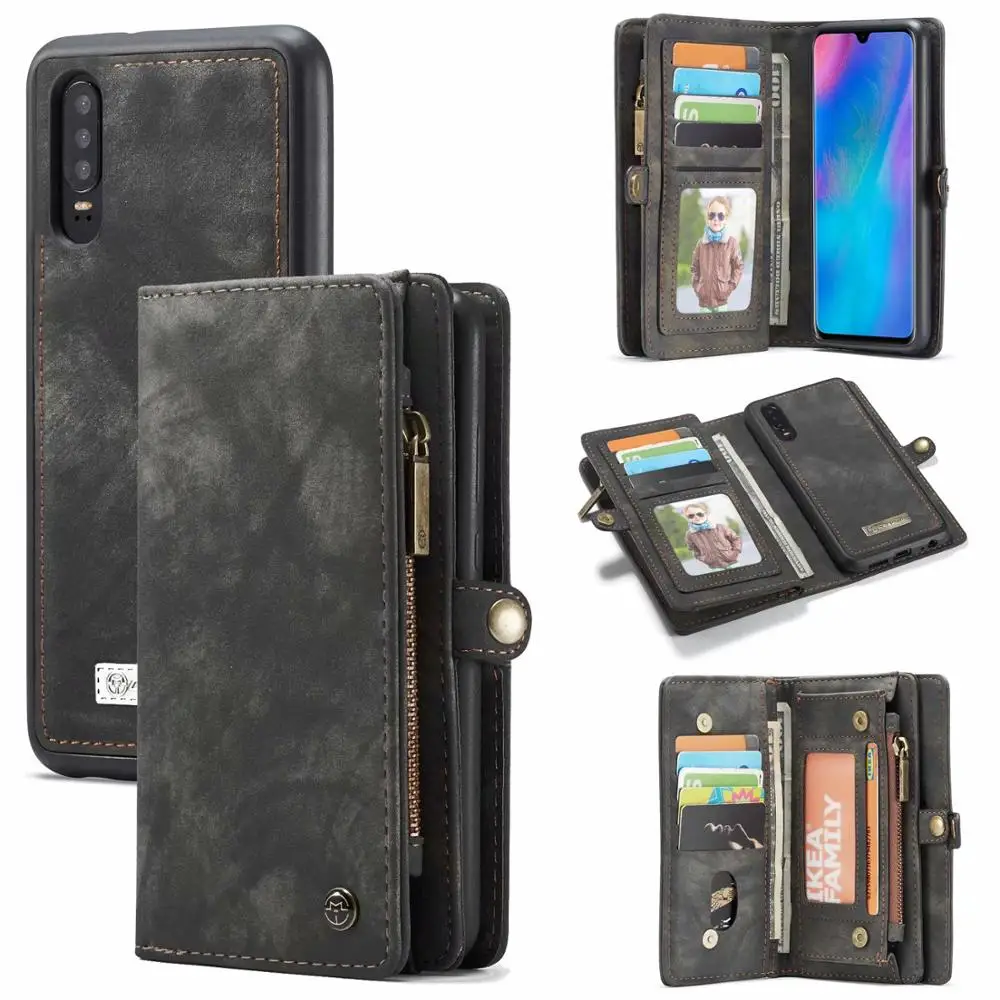

CaseMe Luxury Leather Case For Huawei Mate 20 Pro P20 P30 Pro Lite Nova 3e 4e Phone Bag Detachable Zipper Flip Wallet Cover