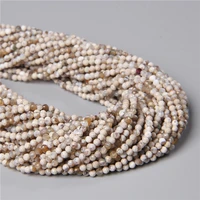 natural white faceted fire agates round loose stone beads for women men 3mm tiny bracelet necklace jewelry making accessories