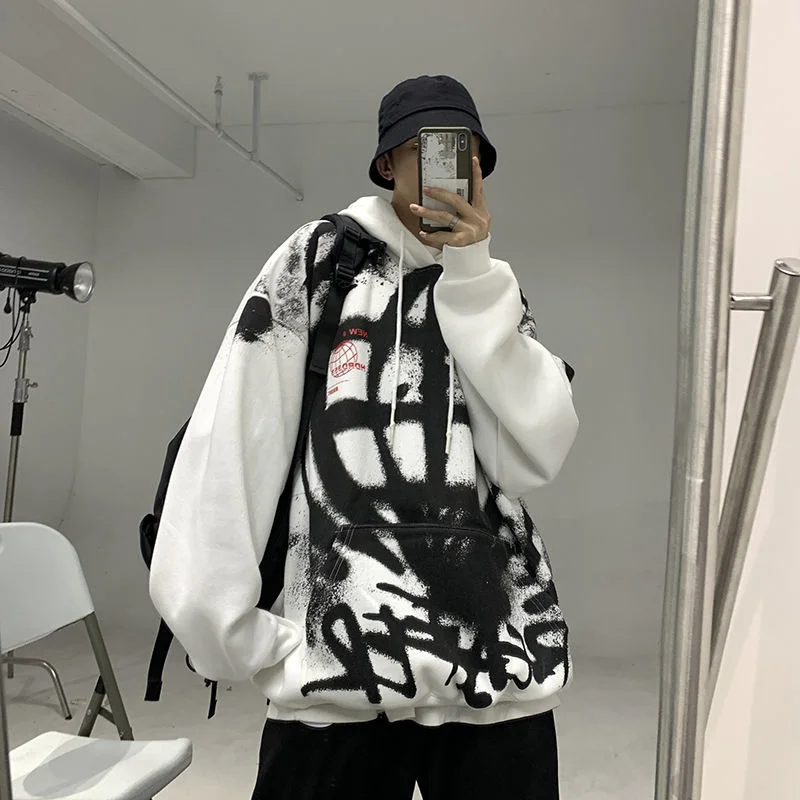 

Hybskr Earth Graphic Oversized Men's Hoodies Fashion Hip Hop Casual Male Hooded Pullovers Harajuku Streetwear Unisex Sweatshirts