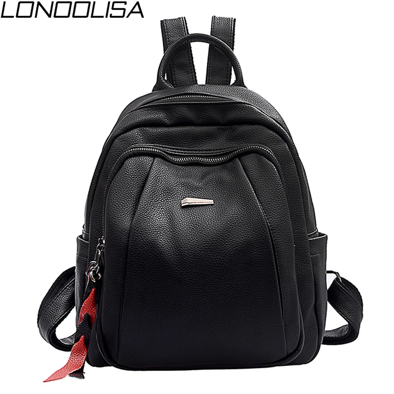 Женский модный простой рюкзак из мягкой кожи Mochila однотонная школьная сумка в