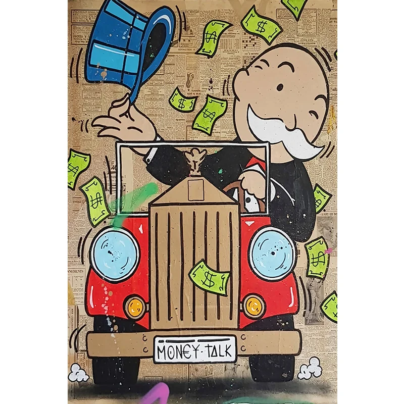 

Abstract Graffiti Time Is Money Millionaire Cartoon Art Prints Poster Painting On Canvas Wall Art Picture For Living Room