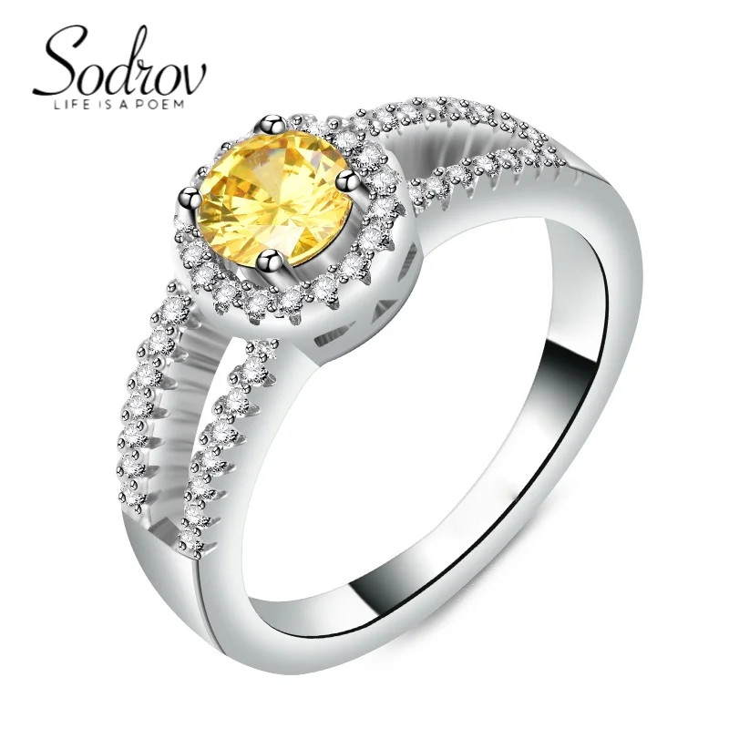 

Fashion Silver Color Yellow Cz Rings for Women 2021 Trendy Jewelry Gift Women Ring