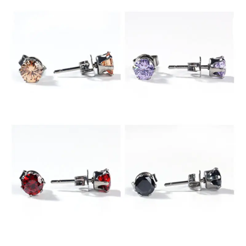 1 пара модных х из нержавеющей стали и кубического циркония столб уха серьги