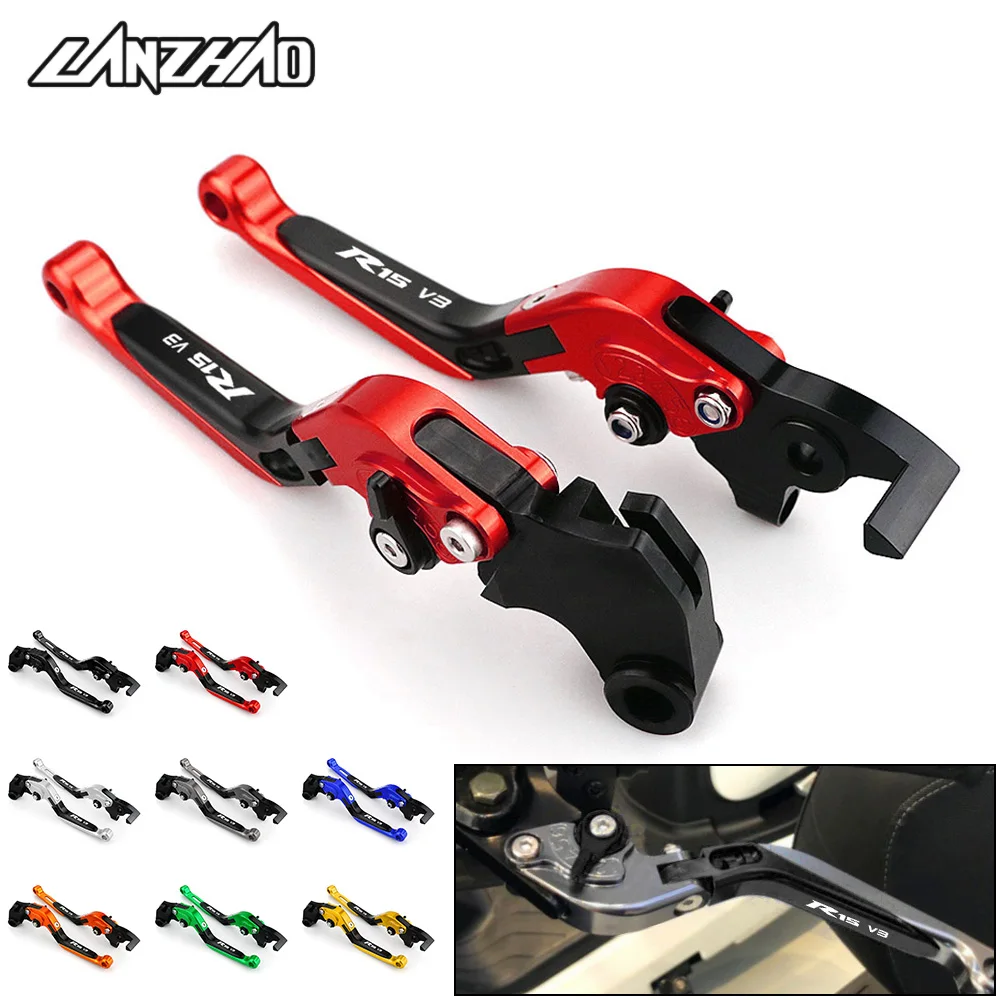 

For Yamaha R15 V3 2019 Brake Clutch Levers Motorcycle Accessories CNC Aluminum Extendable Adjustable Lever Set Gold Blue Black