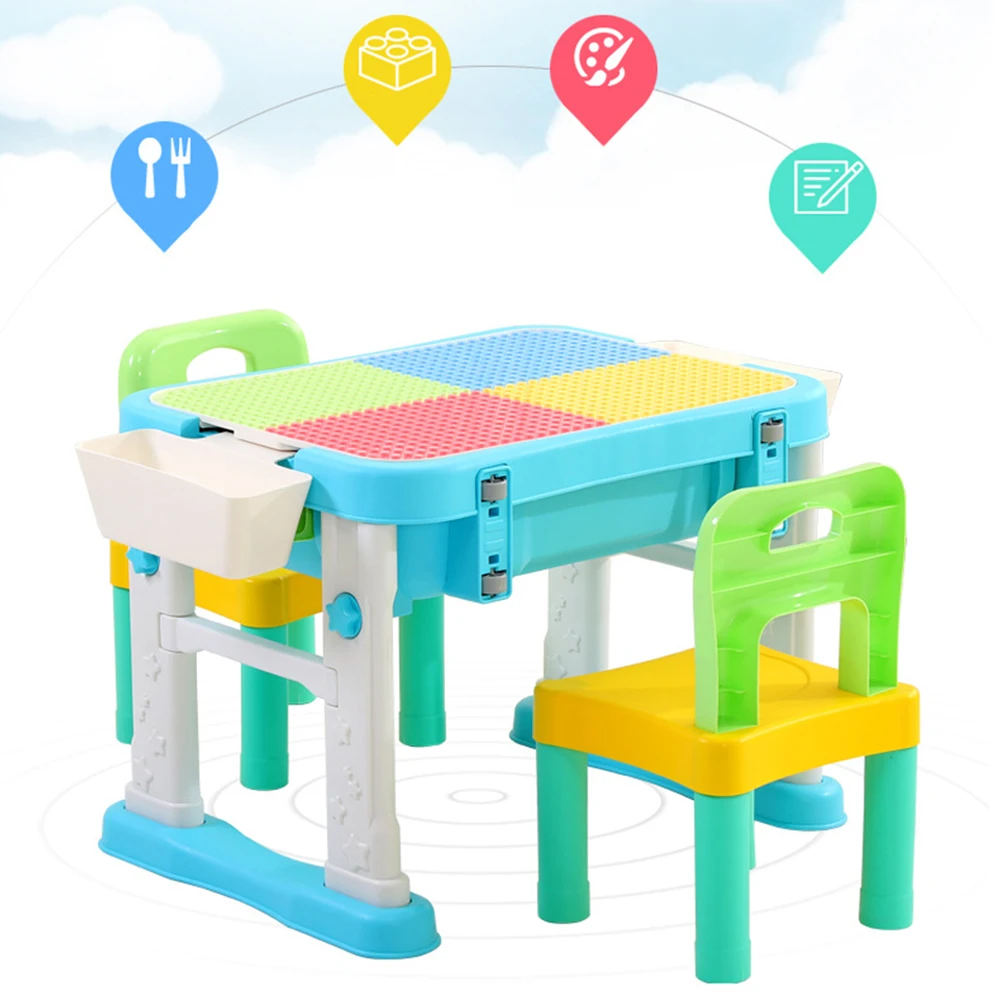 2020 NEW Creative building blocks table multi-purpose folding Storage toys study desk with chair 3-8-year-old for | Игрушки и хобби