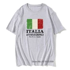 Хлопковая Винтажная футболка с итальянским флагом для мужчин, белые футболки, мужские топы, летняя футболка с круглым вырезом, топы для отдыха, футболка для студентов