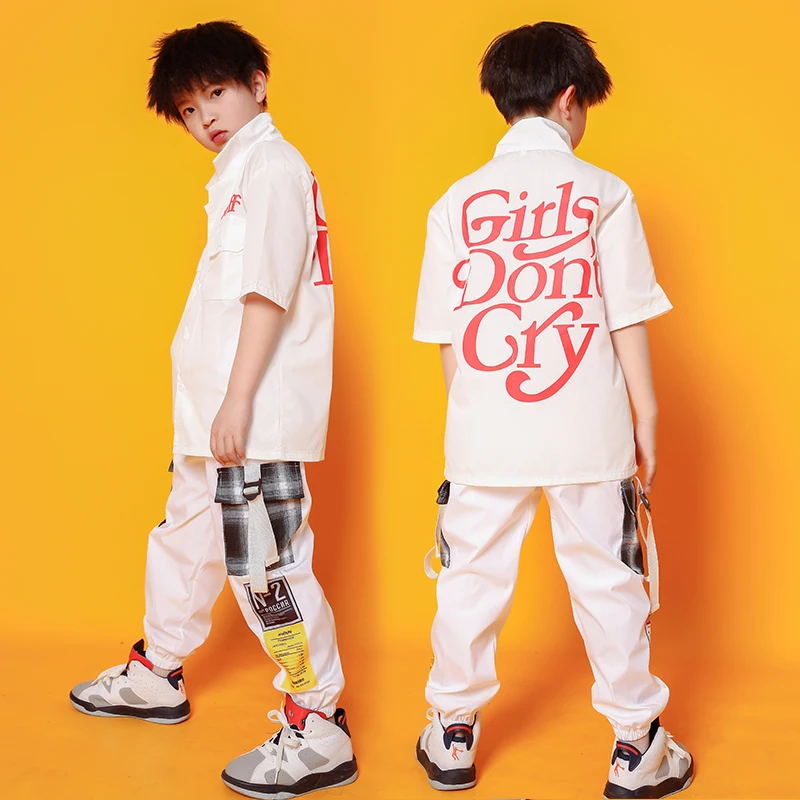 Детская одежда для фестиваля в стиле хип хоп белая футболка повседневные штаны