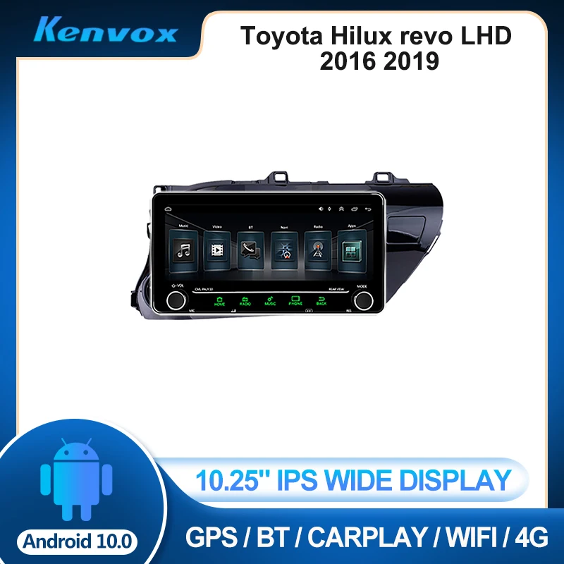 

10.25"WIDE IPS 2 din Android Car radio For Toyota Hilux revo LHD 2016 2019 Multimedia GPS Navigation Autoradio video head unit