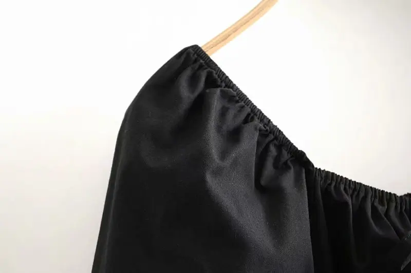 Модное Черное женское платье Bazaleas с бантом винтажное мини коротким рукавом