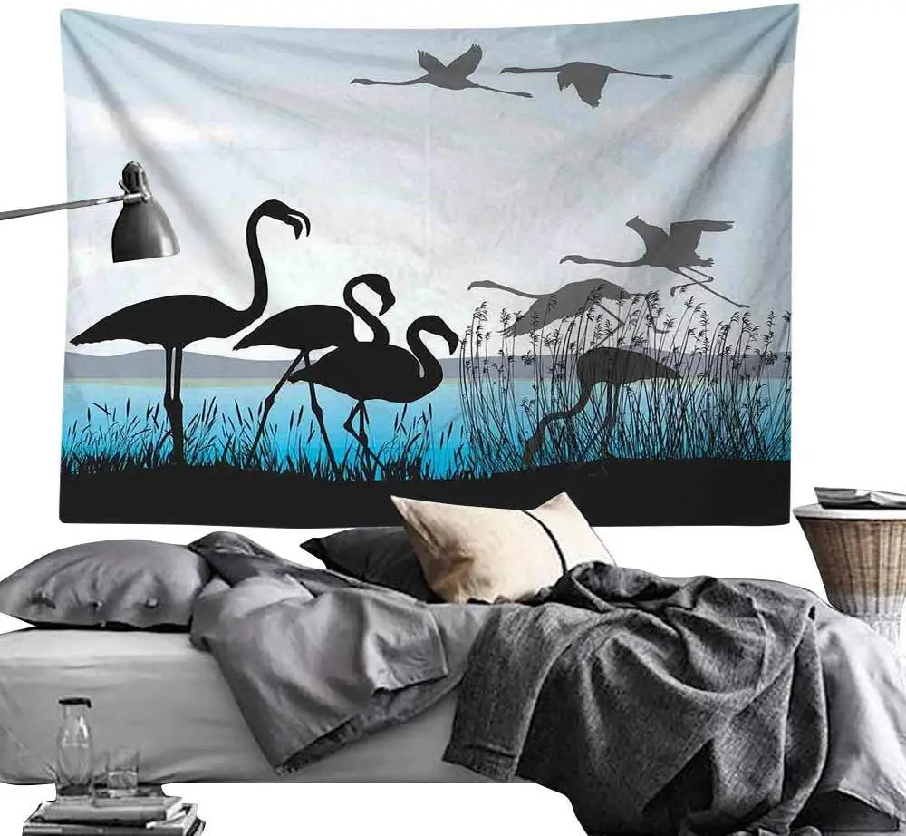 Силуэты фламинго прогулочная Летающая набережная и речная тростниковая кровать