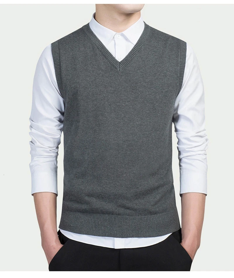 Брендовая одежда пуловер свитер для мужчин осень v-образный вырез тонкий жилет