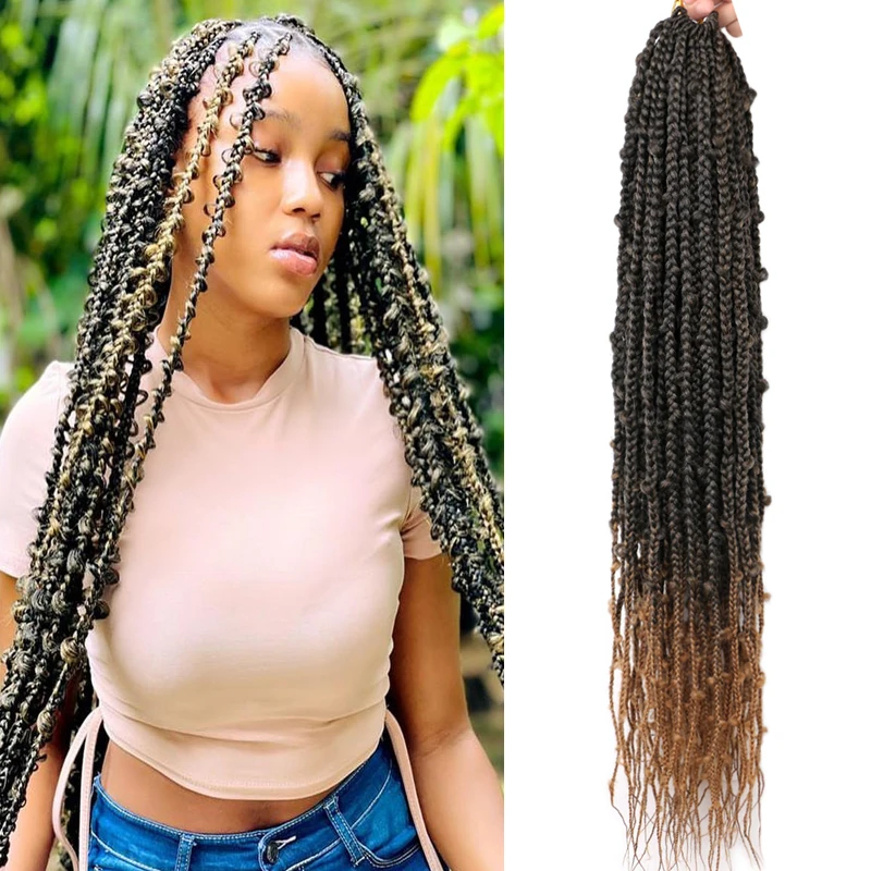 

Full Star 32” 80g 12Root Box Braids Butterfly Synthetic Hair Extensions Black Bug Brown hair for Women Box Braids Crochet Hair