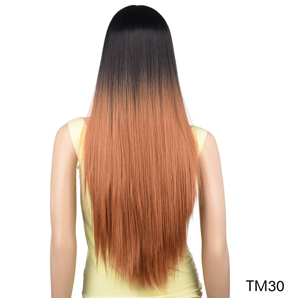 TOMO 70 см длинные прямые Ombre синтетический парик для женщин Косплей натуральный парик Розовый Красный Зеленый Блондин Коричневый Серый термостойкие волосы - Цвет: TM30