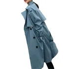 Новая ветровка женская, весна-осень 2021, длинная, пальто для женщин, в Корейском стиле, свободная, ветрозащитная верхняя одежда X509