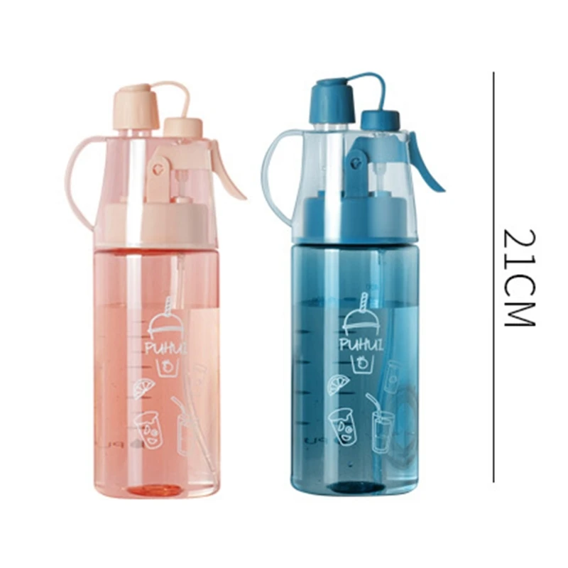 

400ml Mist Spray Water Cup with Straw Portable Sports Gym Bottle Cooling Cups