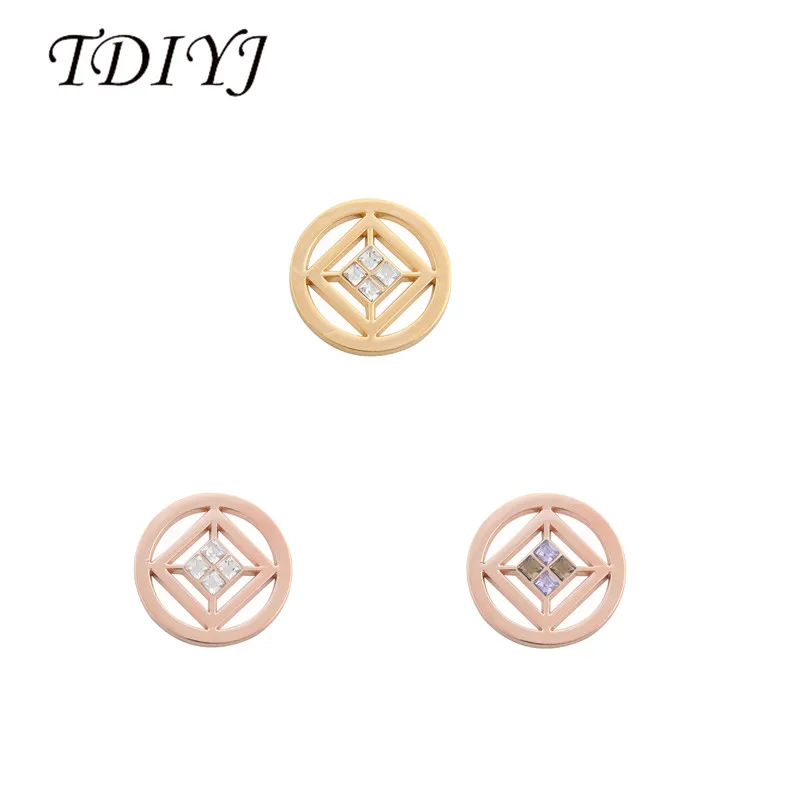 TDIYJ Stylish Alloy New Design 33mm Square Crystals Coin Disc for 35mm Stainless Steel Holder Pendants 1pcs/lot | Украшения и