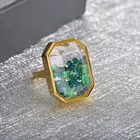 Роскошные личности Китая по оптовым ценам украшения с гравием стекло квадрат кольцо творческий цветное кристаллическое кольцо для женщин с геометрическим рисунком кольцо Размеры Us6-9