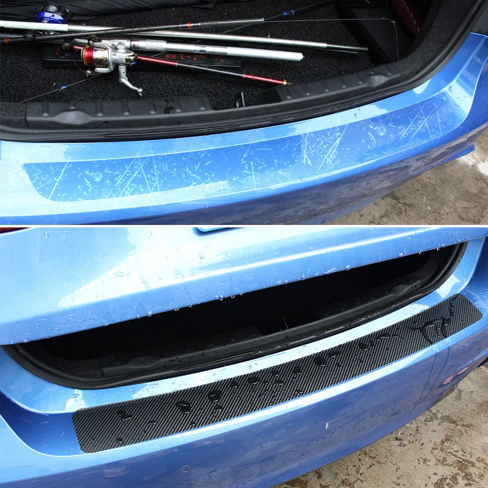 

1Pc Universal Rear Bumper Protection Carbon Fiber Sticker Anti-Kicked Scratch Trunk Rear Guard Plate Stickers For VW Polo Passat