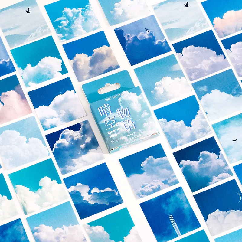 

46 Pcs Cute Boxed Diy Decoration Mini Size Clear Cky Washi Paper Stickers For Laptop Planners Scrapbook Cups Diary Notebooks