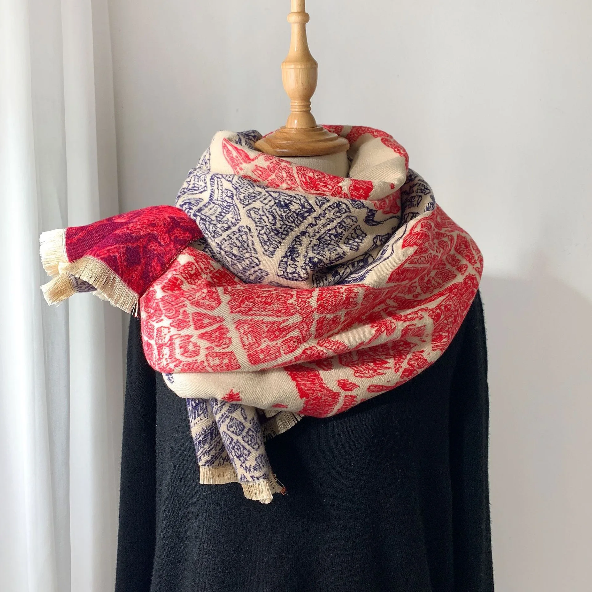 Роскошный брендовый зимний шарф женский кашемировый теплый из пашмины женские