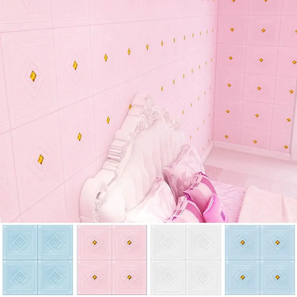 

3D Tile Self Adhesive Wall Sticker DIY Waterproof Living Room Bedroom 3D Stereo Wall Sticker Self-adhesive Ceiling Decor Panel