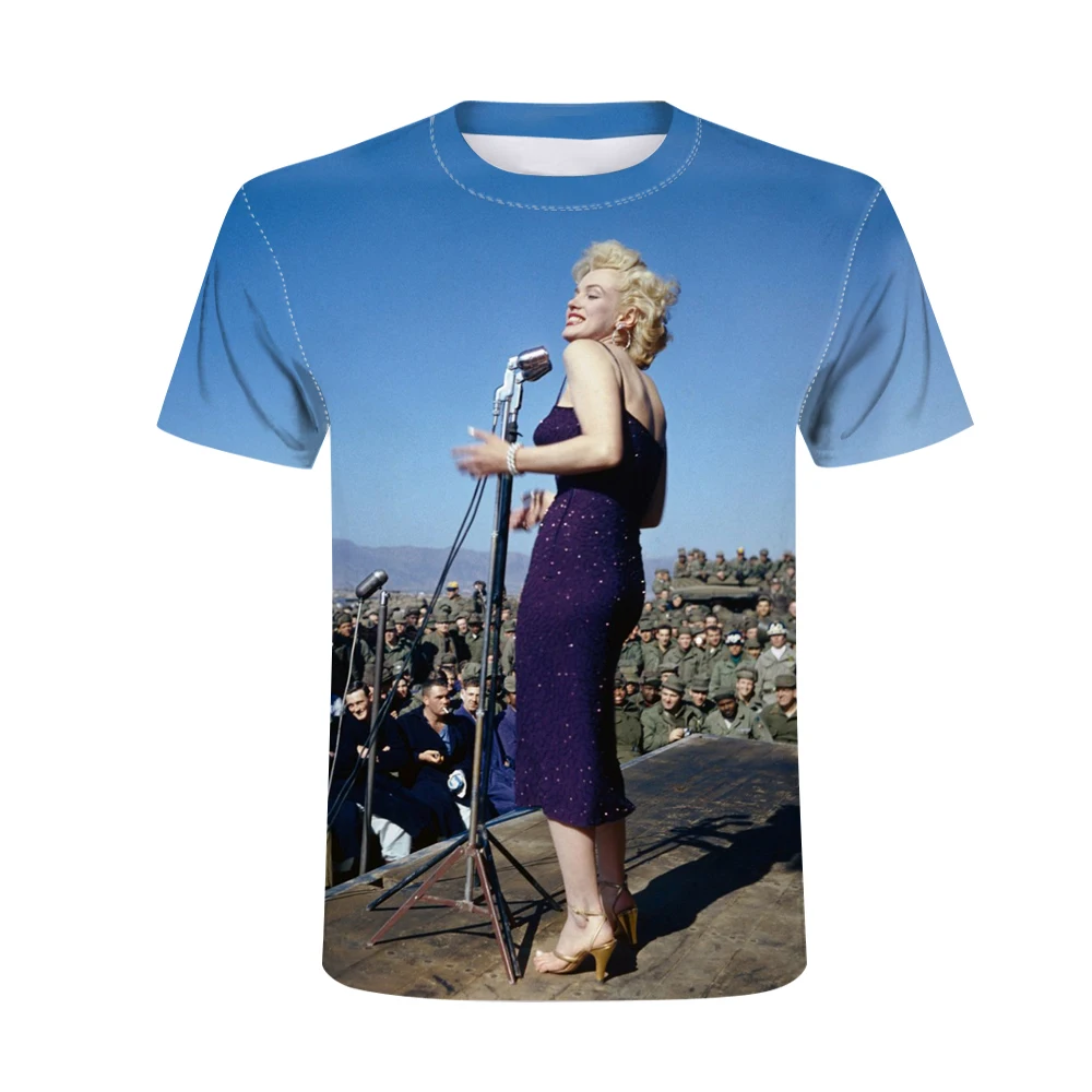 Мэрилин Монро 3D принт для мужчин и женщин хип хоп Футболки Уличная Harajuku короткий