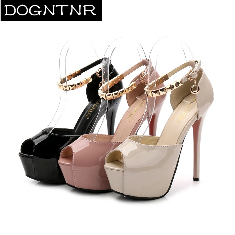 Босоножки женские на высоком каблуке 14 см пикантные сандалии с открытым носком