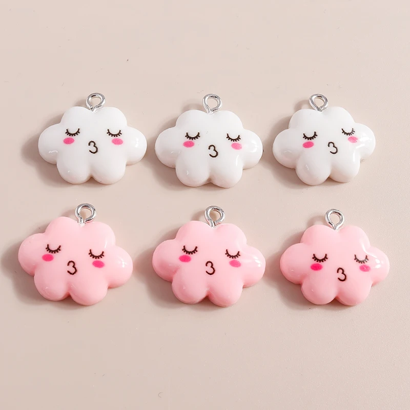 

10pcs Kawaii Clouds Resin Charms Cute Cloud Pendant for Earring Bracelet Keychain Decoration DIY Jewelry Making