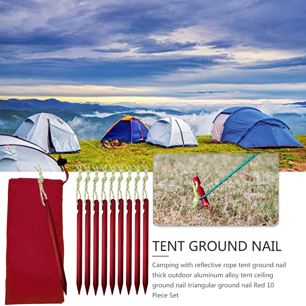 

10 шт., колышки для палатки из алюминиевого сплава, 18,5 см