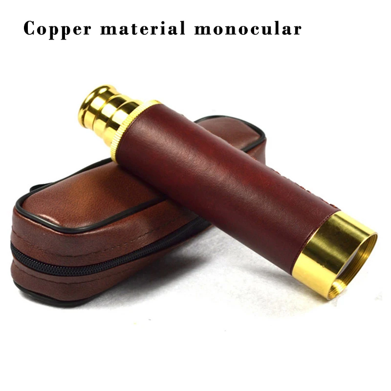 Copper Brass Мощный HD Vision 25x30 Телескопический Монокуляр астрономический Spyglass для кемпинга, наблюдения за луной, пиратский телескоп - Цвет: Copper Brass