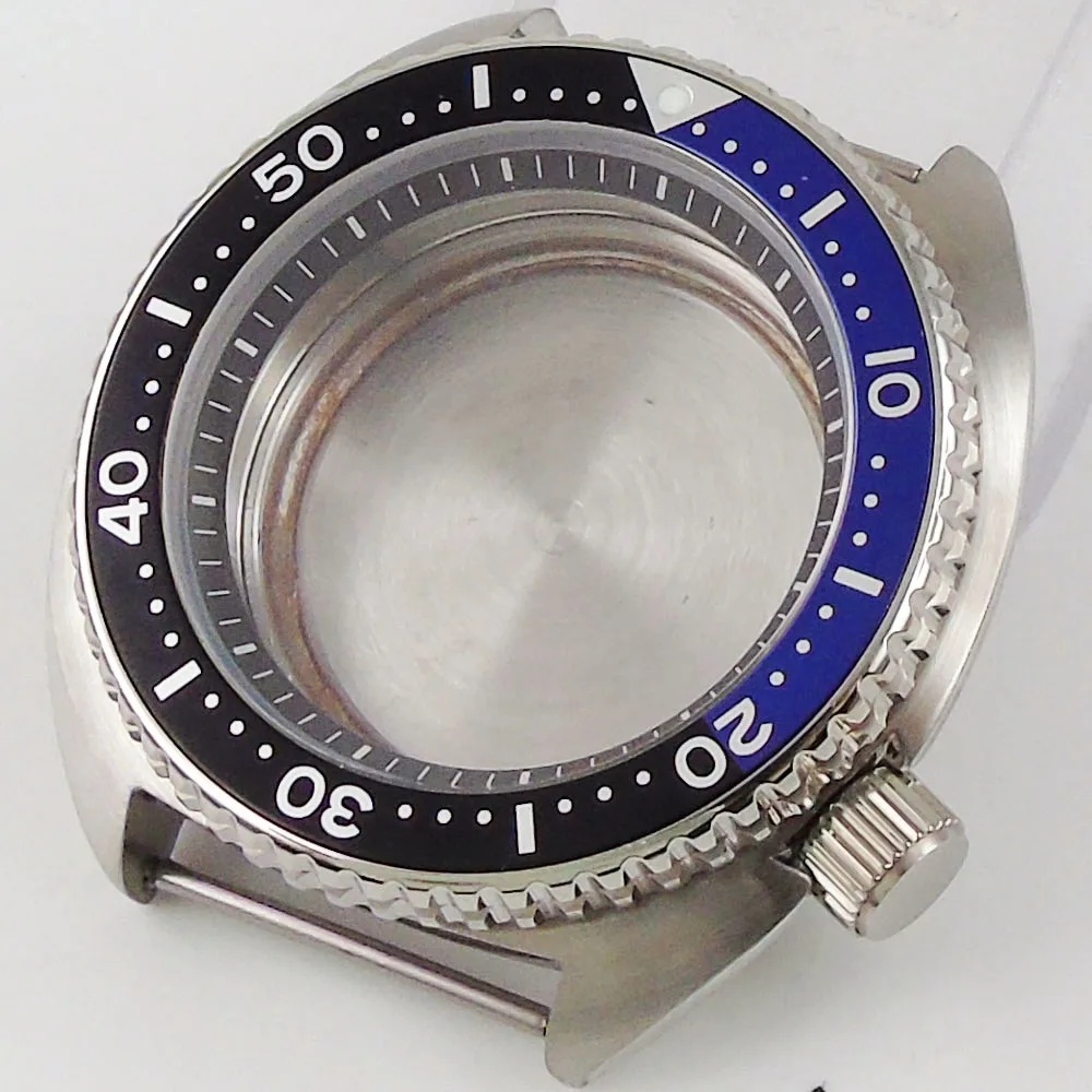 

45mm Black Blue Rotating Bezel stainless Watch Case fit for NH35 NH35A movement Watch