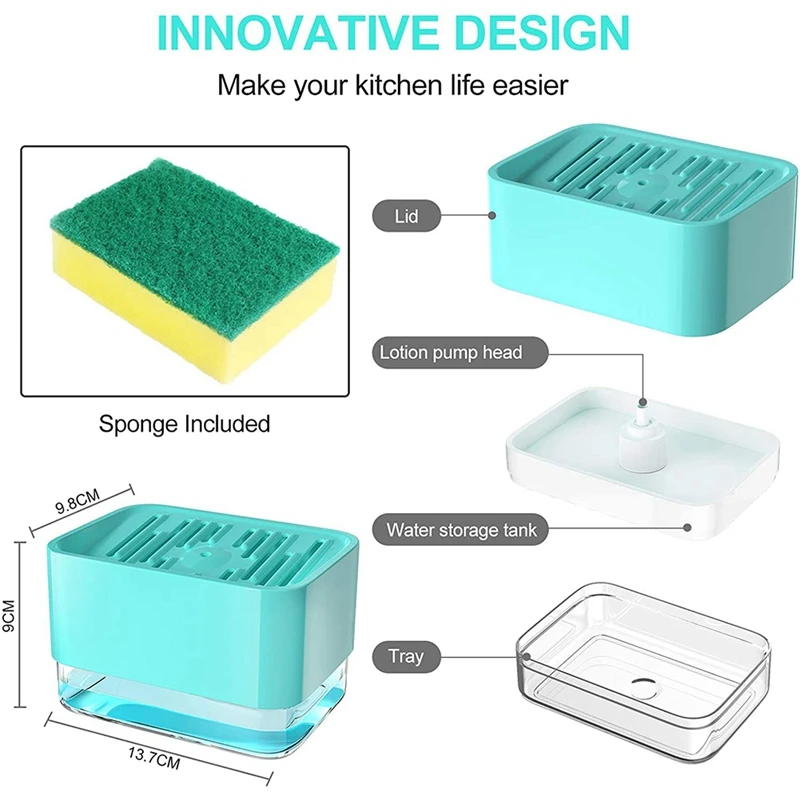 Дозатор для жидкого мыла кухонный держатель губки в раковину ручной Диспенсер