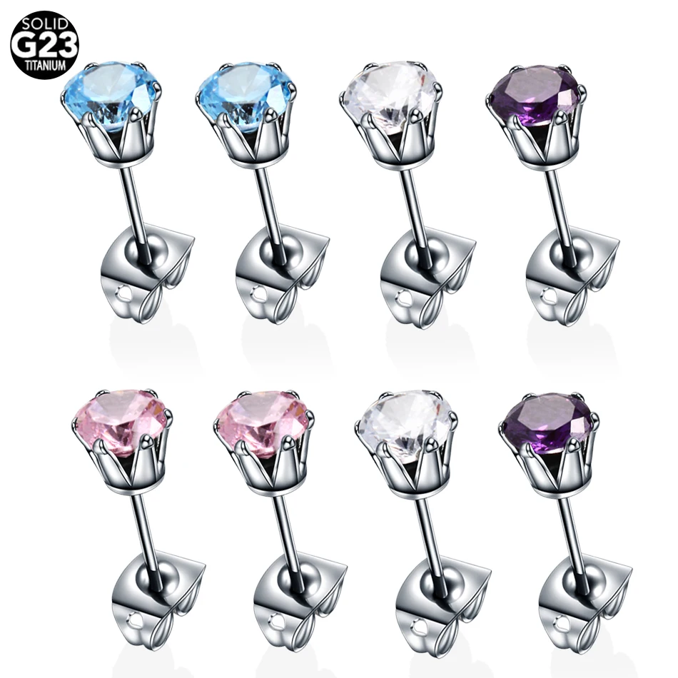 

2Pcs/lot ASTM-F136 Implant Titanium Cartilage Tragus Helix Piercing Gem Stud Earrings Sterile Conch Orelha Piercing Jewelry