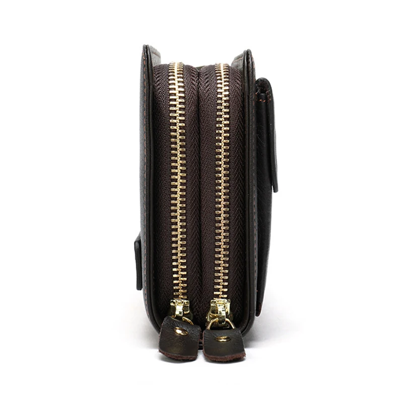 Деловой кожаный бумажник мужской длинный модный кошелек на молнии карманный