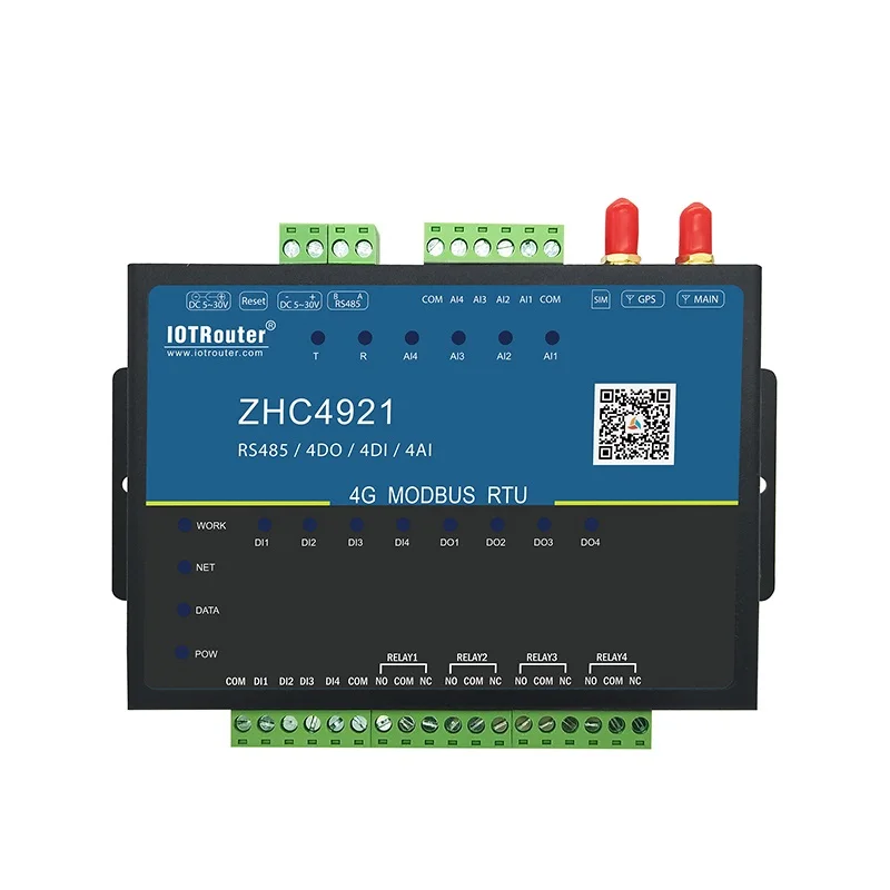 Четырехканальный сетевой контроллер ввода вывода 4G modbus RTU релейный