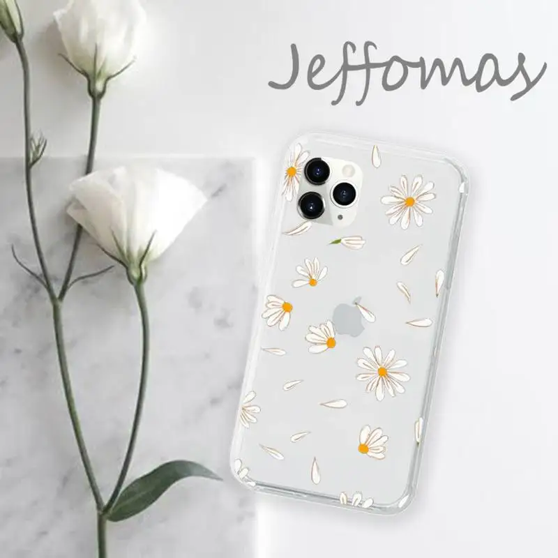 

Summer daisy flowers fashion Phone Case Transparent for iPhone 11 12 mini pro XS MAX 8 7 6 6S Plus X 5S SE 2020 XR