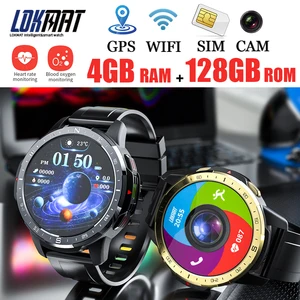 lokmat multi function android phone watch 4g ram 128g rom gps wifi sim card smart watch camera heart rate ecg video game support free global shipping