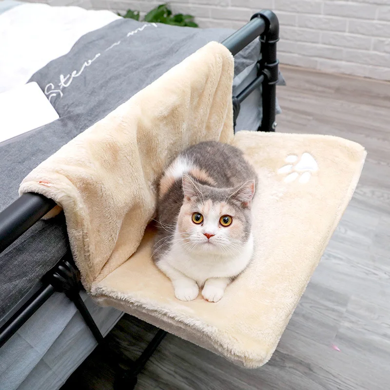 

Pet Cat Hanging Bed Radiator Winter Warm Sleeping Hammock Kitten Lounge Detachable Soft Plush Sturdy Metal Frame Cozy Cat Bed