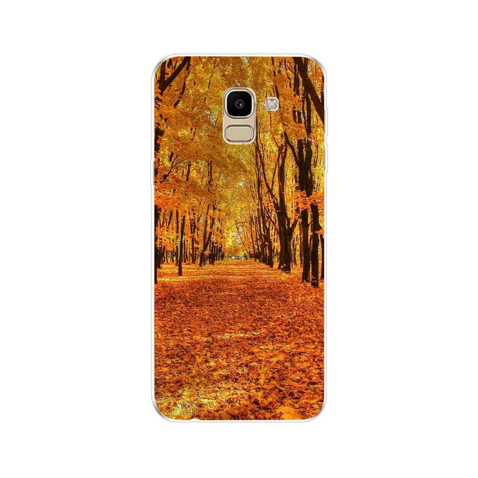 Чехол для Samsung J6 2018 мягкий силиконовый чехол J600F с синими бабочками и цветами Galaxy +